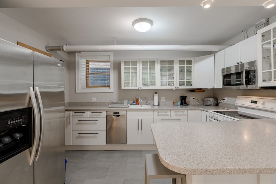 Room, Indoors, Kitchen, Kitchen Island, Flooring