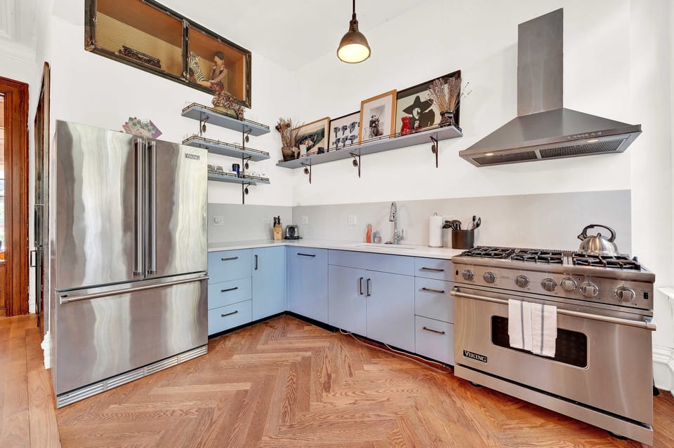 Indoors, Kitchen, Refrigerator, Floor, Flooring