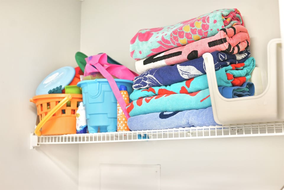We provide beach gear, towels, and toys~