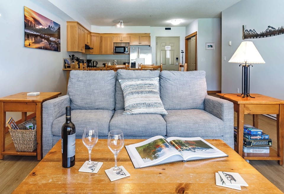 A comfy sofa that doubles as a sleep spot for extra guests.