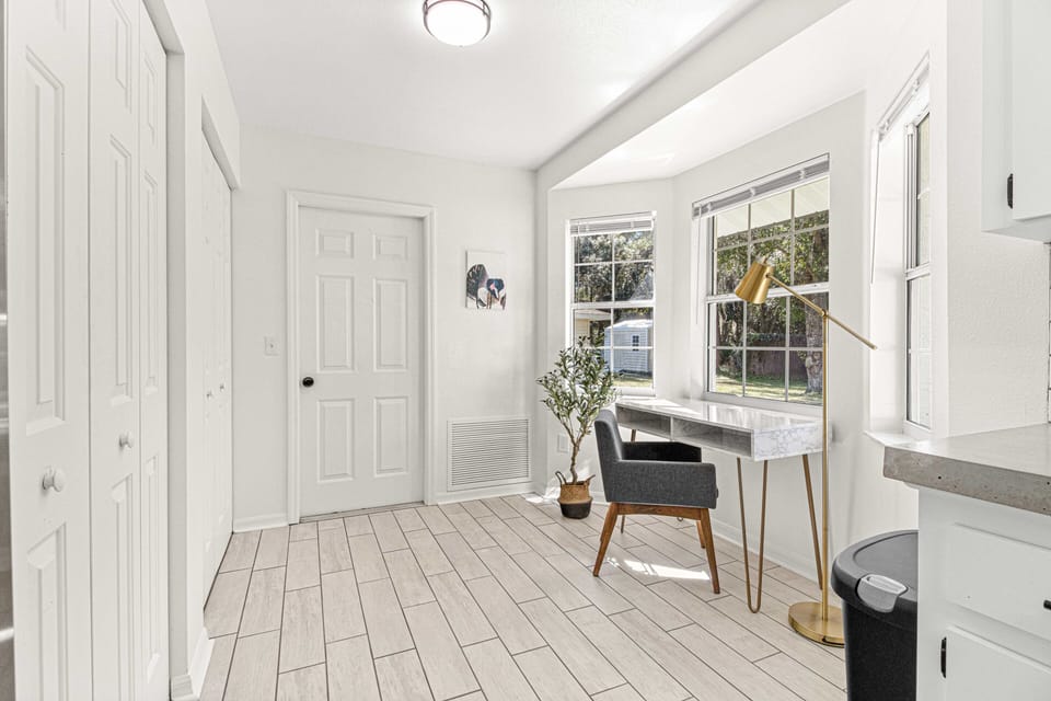 Work Space with pantries behind it for convenient grocery storage