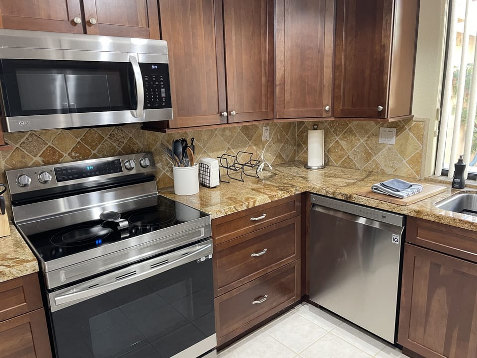 Kitchen view stove /microwave 