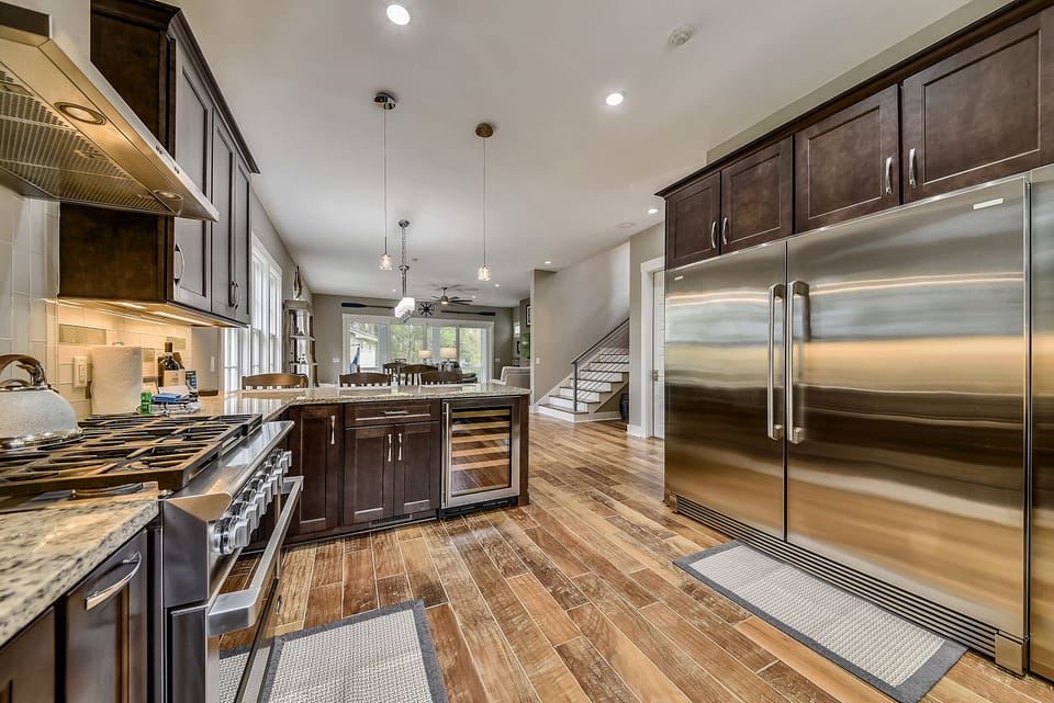 Kitchen with wine refrigerator 