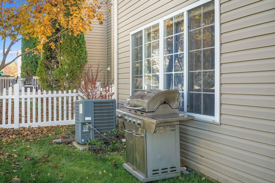 Partial view of the backyard in the autumn.