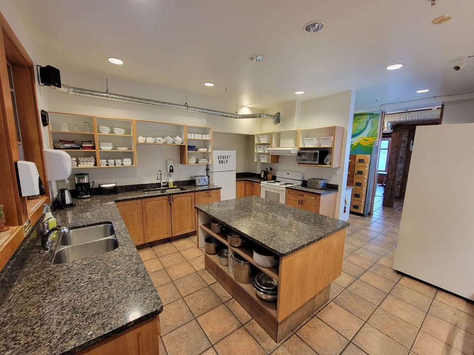 Shared fridge, microwave, highchair