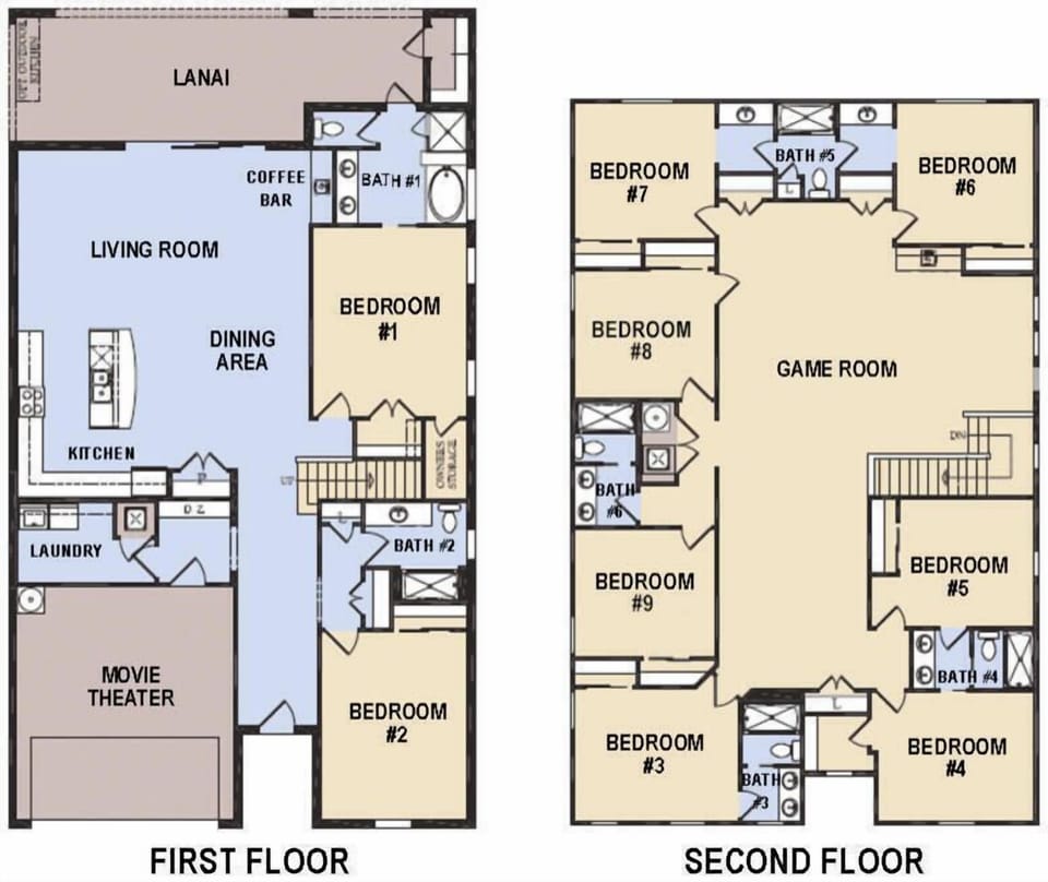 Floor Plan - A Wand And A Wish (The following bedrooms and bathrooms are labeled per this plan.)