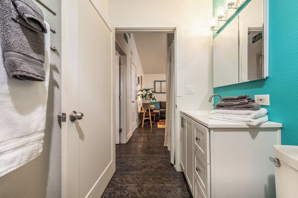 Bathroom located off living room
