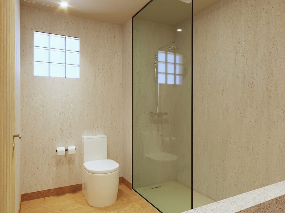 Combined shower/tub, eco-friendly toiletries, hair dryer (on request)
