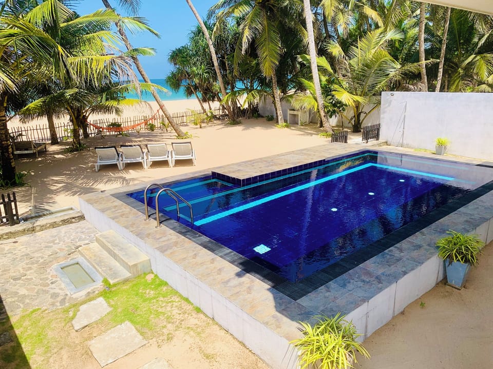 Pool with beach view