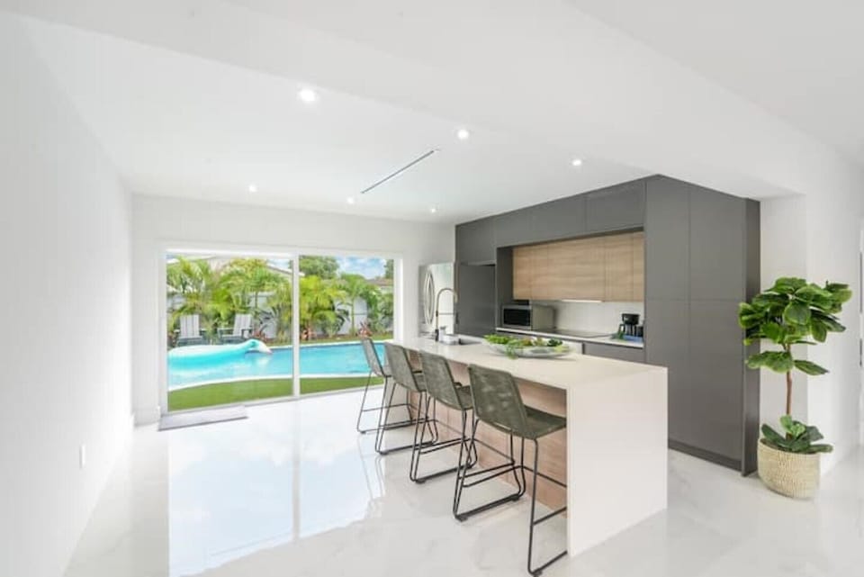 The modern kitchen comes fully equipped with everything you need