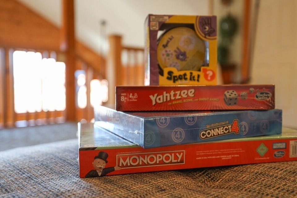 Up here, you'll also find our collection of boardgames.