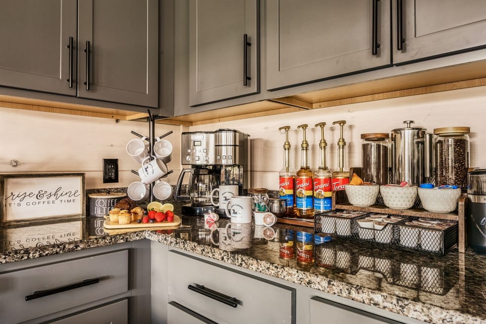 Coffee anyone? We offer brew, K-cup, and french press options, with enough to get your first days off to a great start.