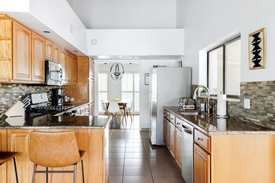 Fully stocked kitchen with ready for your morning coffee ritual.