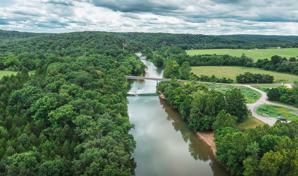 Meramec River view home has river view and this shows Campbell's Bridge access.