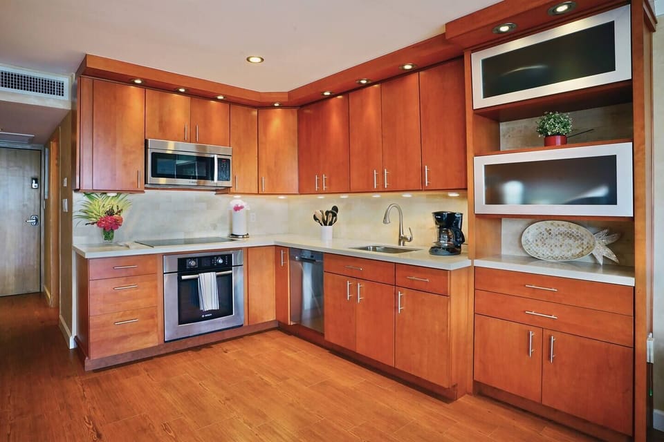 "The kitchen had everything you needed from a toaster to a toaster oven, a coffee maker, a blender, plenty of pots and pans and skillets."