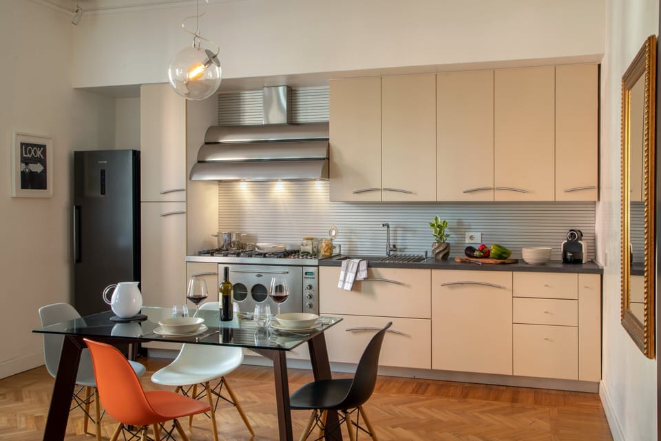 Apartment | Private kitchen | Fridge, microwave, oven, stovetop