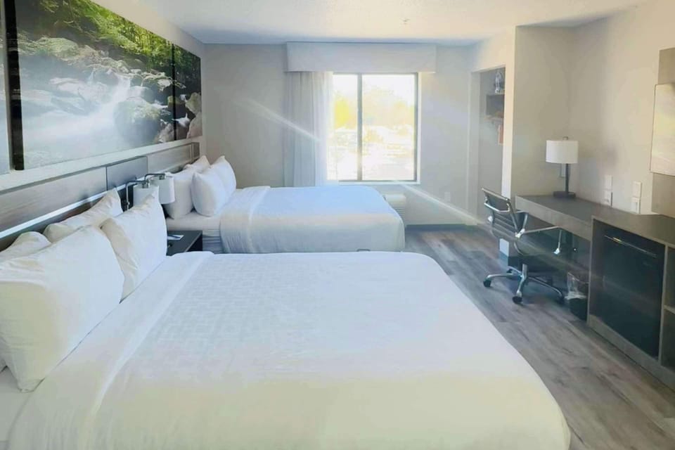Room, 2 Queen Beds, Accessible, Non Smoking | Desk, blackout drapes, iron/ironing board, rollaway beds