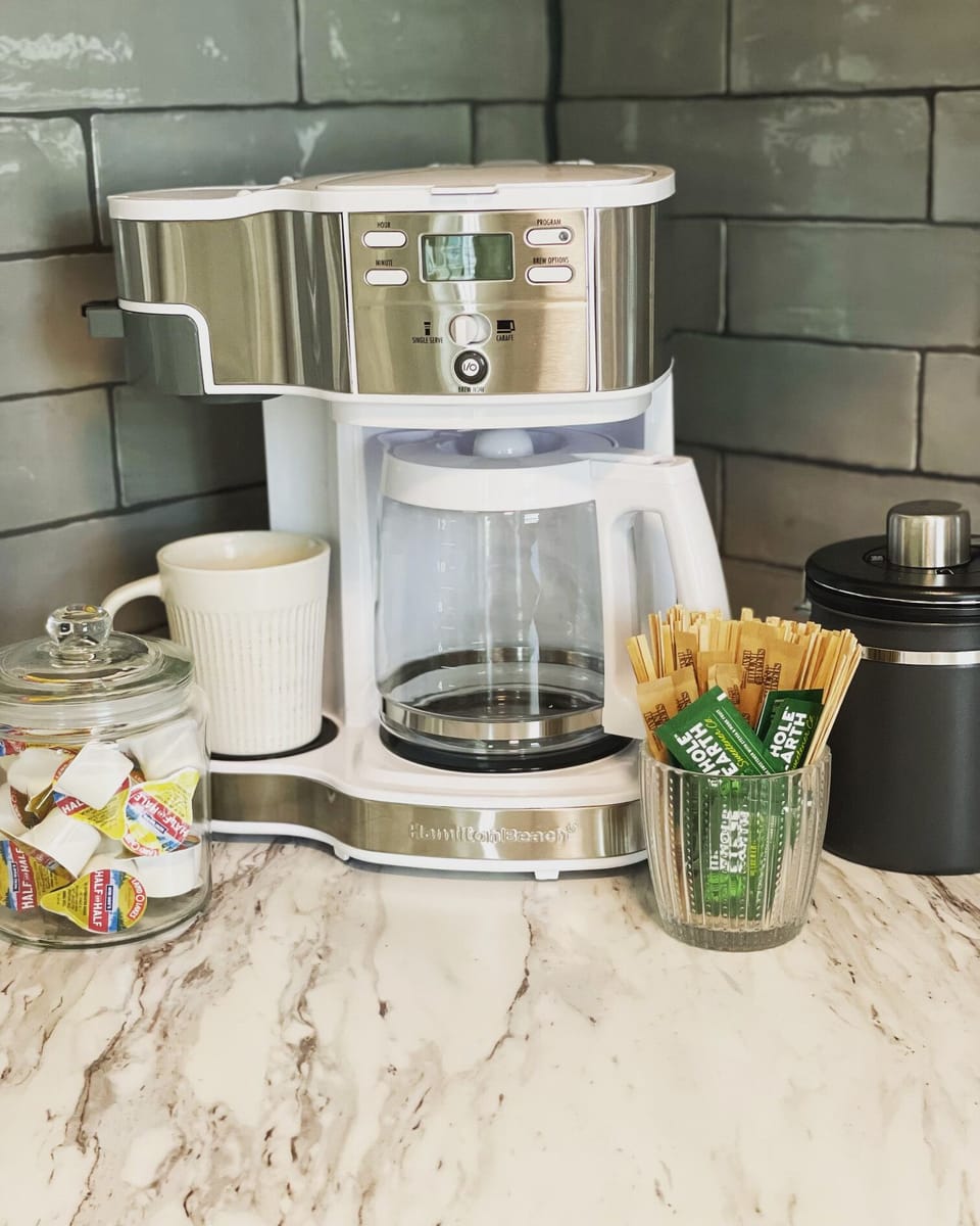 Coffee and tea are included in your stay along with cream, sugar and sweetener.