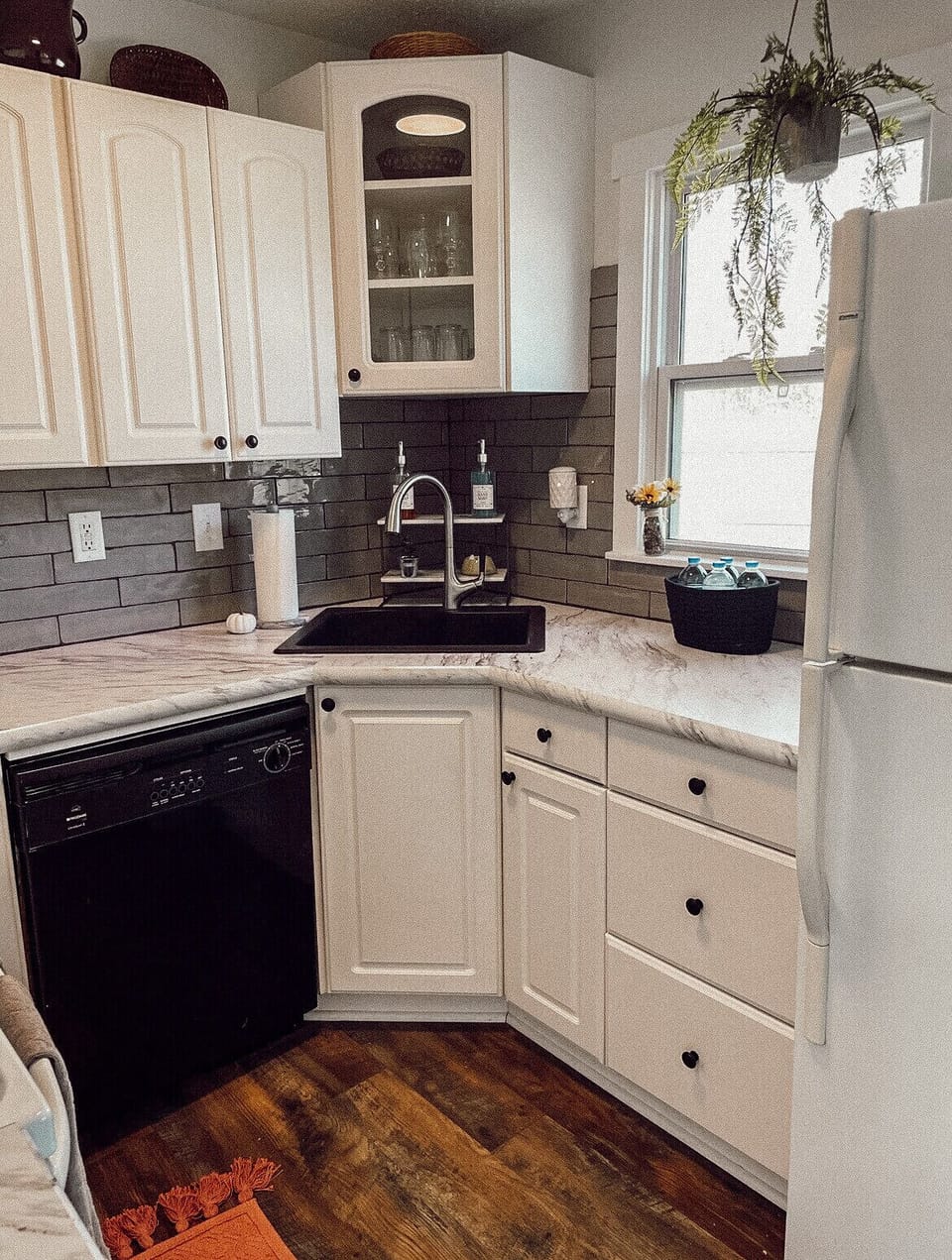 Our kitchen is stocked with basic spices, and everything you need for a meal in.