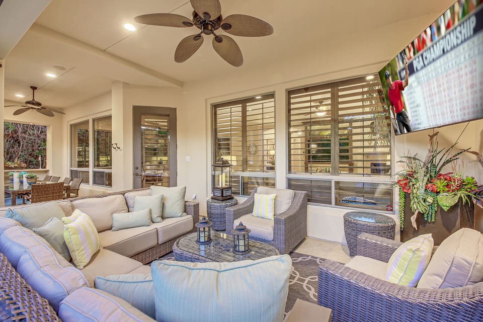 Watch your favorite shows on the outdoor television!