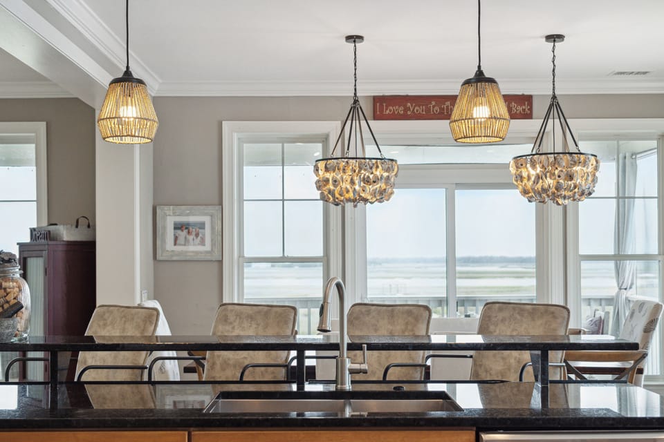 Bar seating for four additional people.