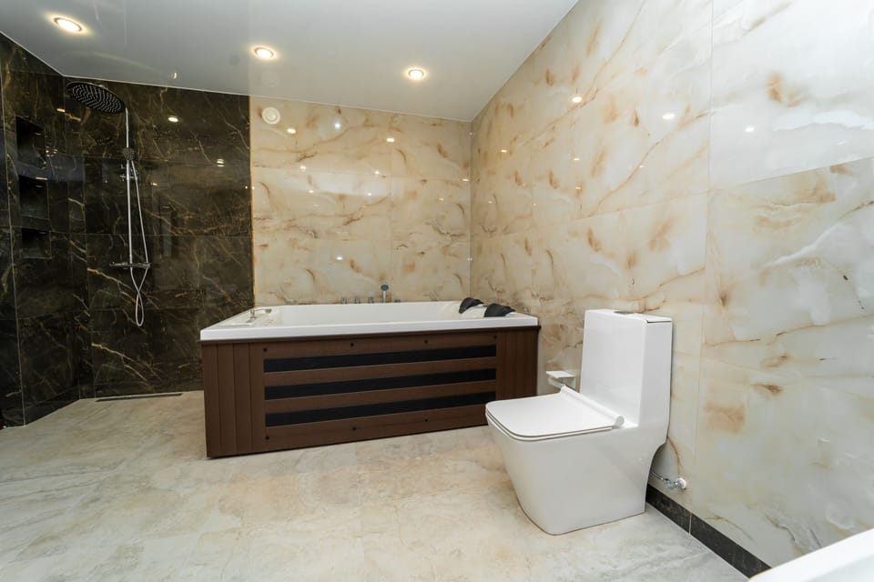 Presidential Suite | Bathroom | Shower, hydromassage showerhead, designer toiletries, hair dryer
