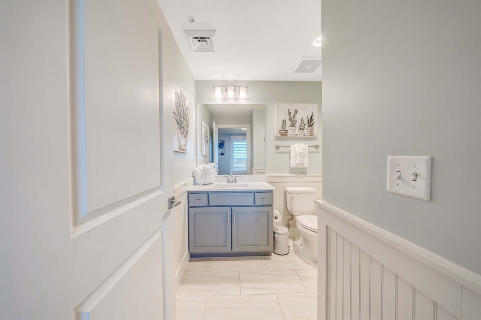 Modern Coastal Bathroom with Walk In Shower