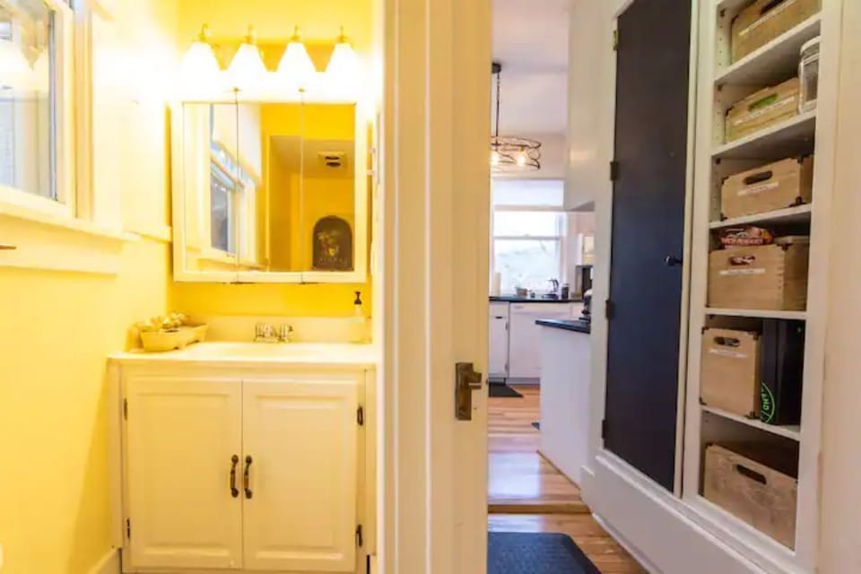Main floor 3/4 bath. Wide, accessible shower.