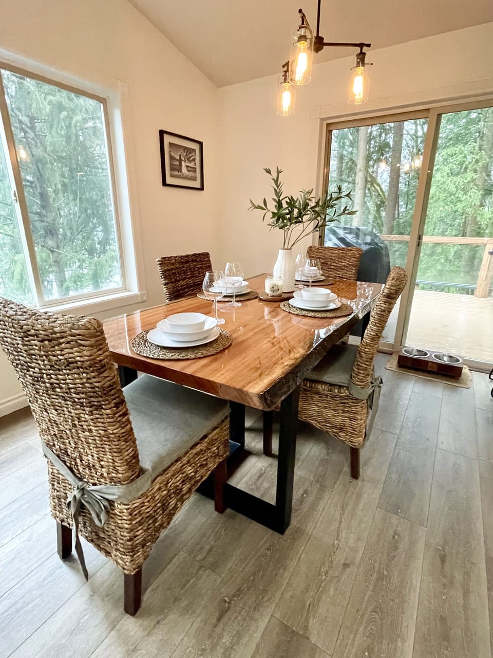 Custom dining table with seating for six