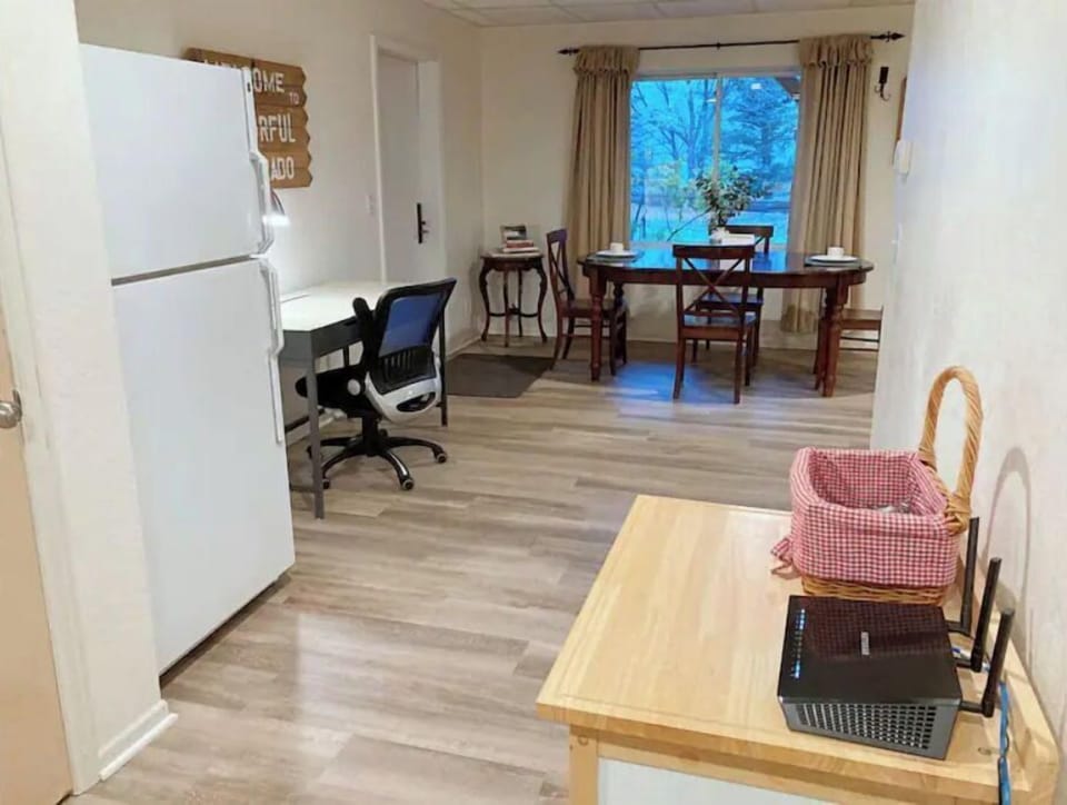 Lower level has second dining area and fridge