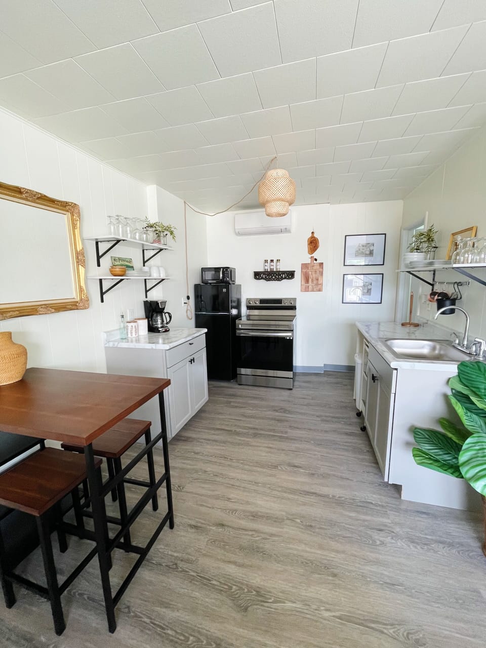 Kitchen and seating area.