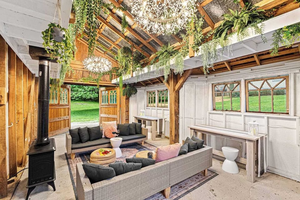 The Boathouse Outdoor Living and Dining! (The building to the right of the hot tub)