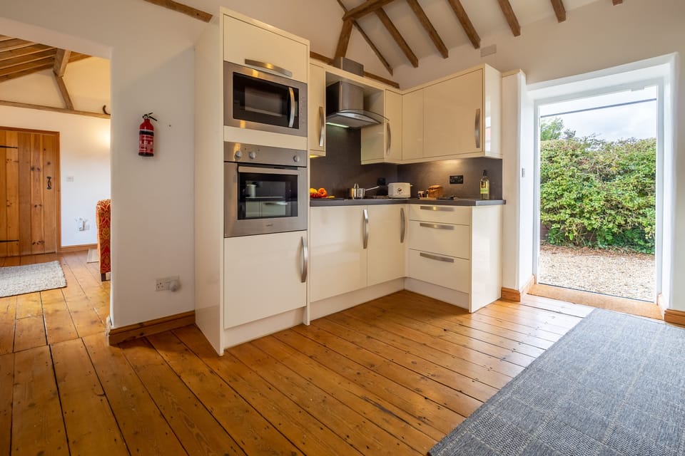 Enter in to a well-equipped kitchen