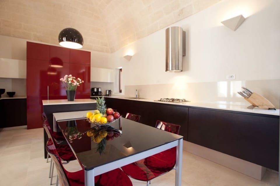 Large kitchen with custom cabinets and high end appliances