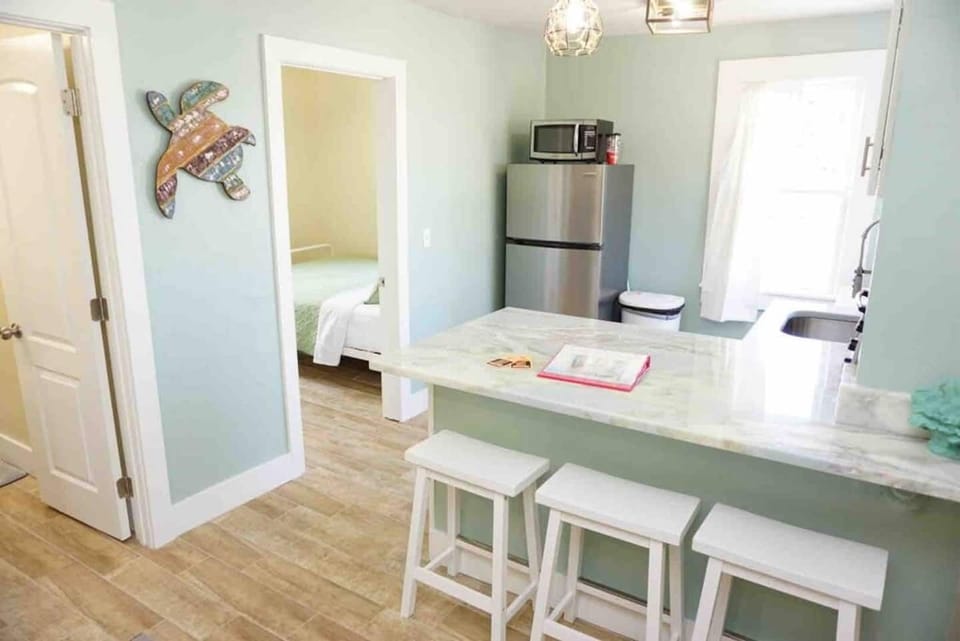 Eat in kitchen with seating for 3, plus the portable dining table with seating for 2!