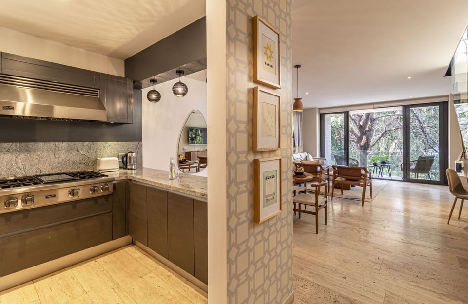 Premium Apartment | Private kitchen | Fridge, microwave, oven, stovetop