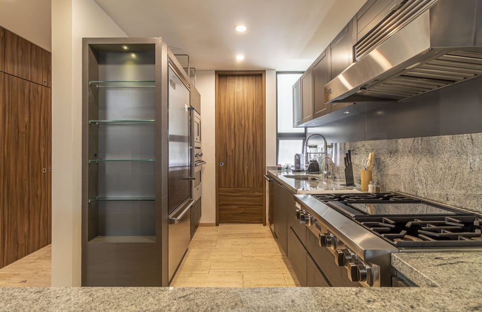 Premium Apartment | Private kitchen | Fridge, microwave, oven, stovetop