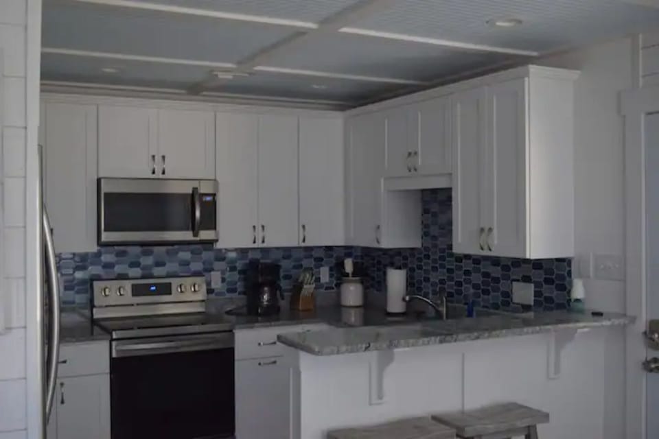 kitchen, oven, stove, microwave, coffee pot