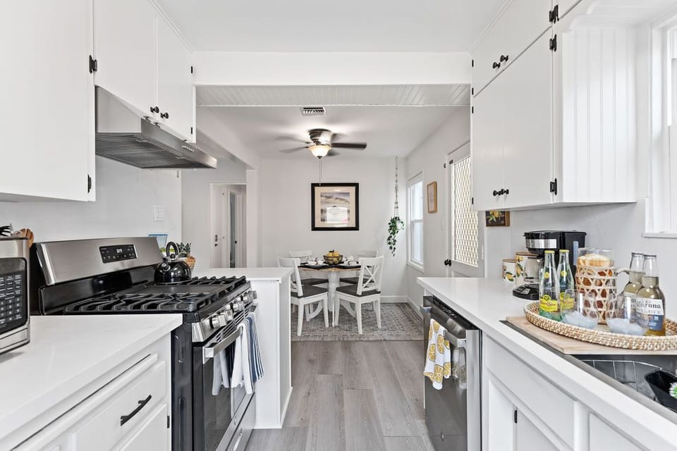 Spacious galley style kitchen.