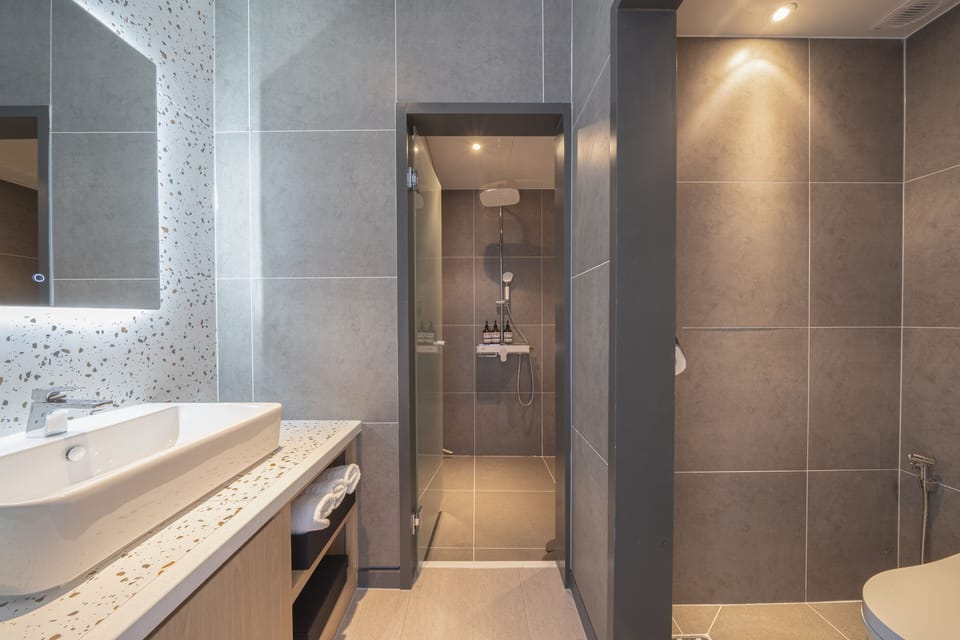 Premium Double Room | Bathroom | Free toiletries, hair dryer, bathrobes, slippers