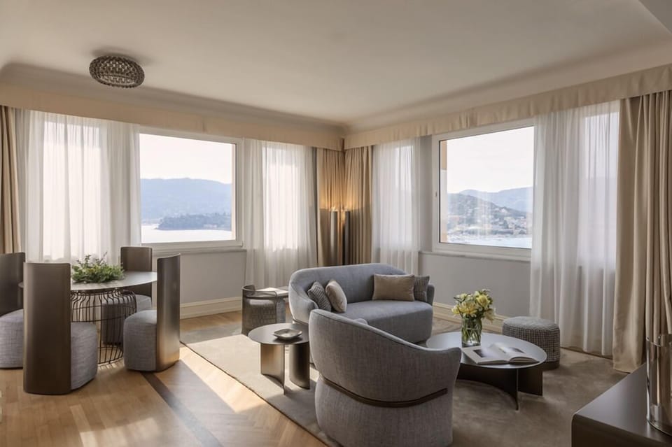 Portofino Panoramic Suite, two bedroom, Terrace, Sea View | Living area | 42-inch LCD TV with digital channels, TV, Netflix