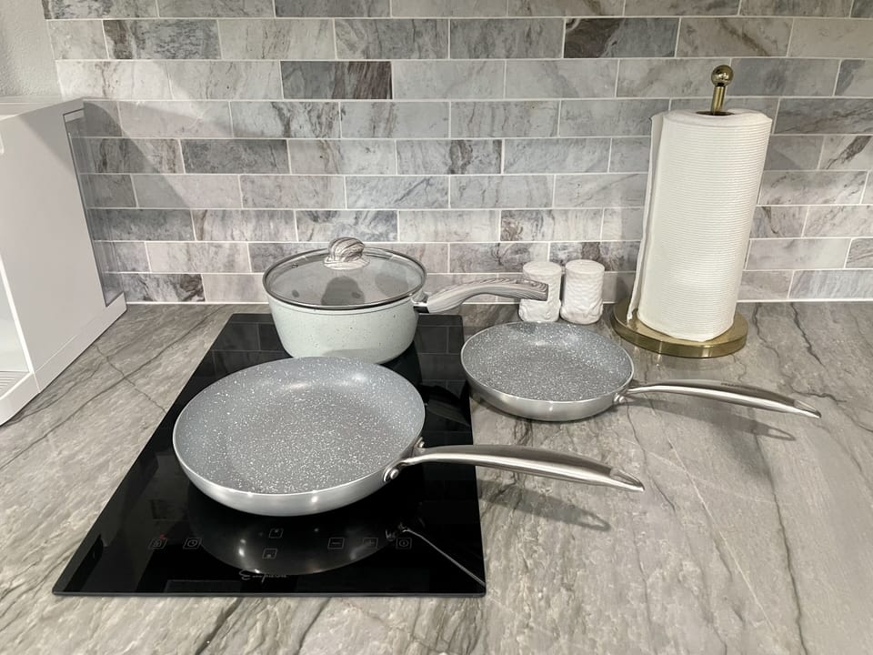 Pots and pans on induction stove top