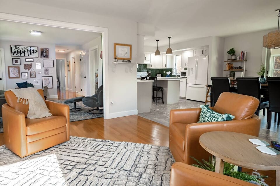 Imagine clusters of conversation with each space designed for comfortable seating. These chairs are awesome because you can swivel towards any room to join in!