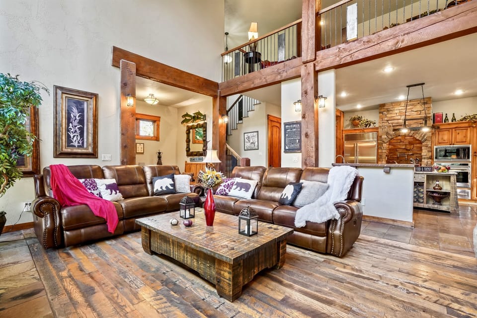 Recline on these leather sofas