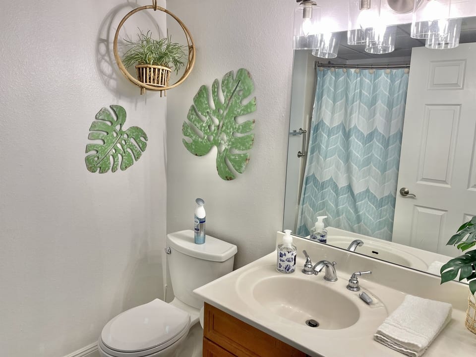 Private Full Bathroom in King Suite • Jacuzzi Tub/Shower Combo • Fresh Linens Provided