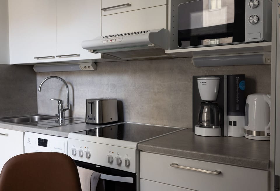 Comfort Studio | Private kitchen | Full-size fridge, microwave, oven, stovetop