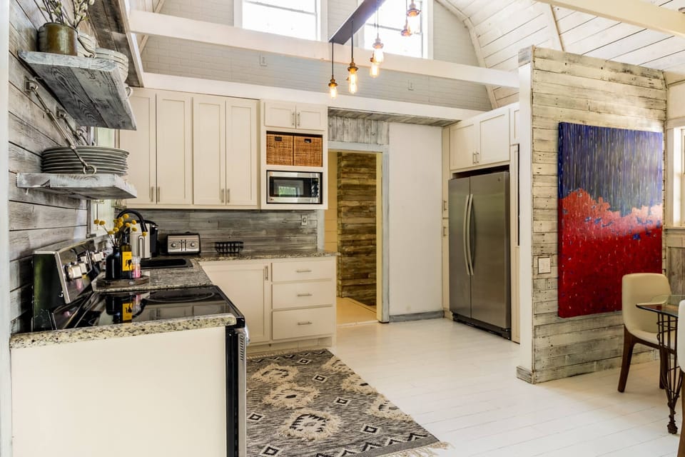 Full kitchen near the back door
