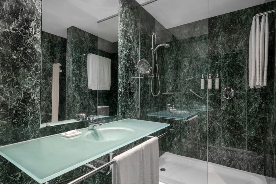 Free toiletries, hair dryer, bidet, towels