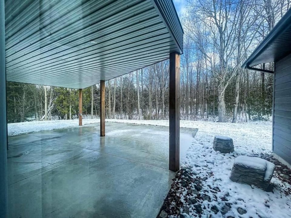 Winterscape of Outdoor Patio and Yard