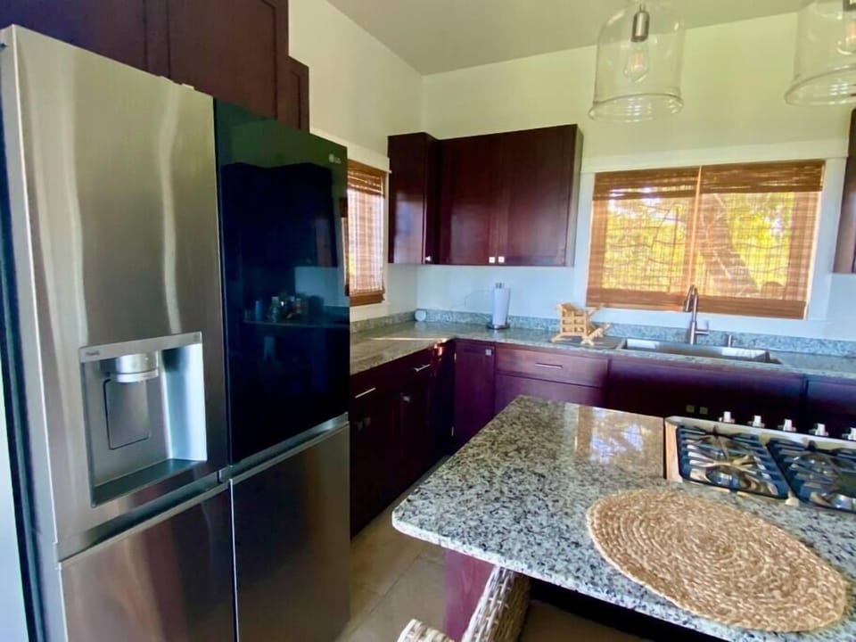 Lots of counter space, large new fridge